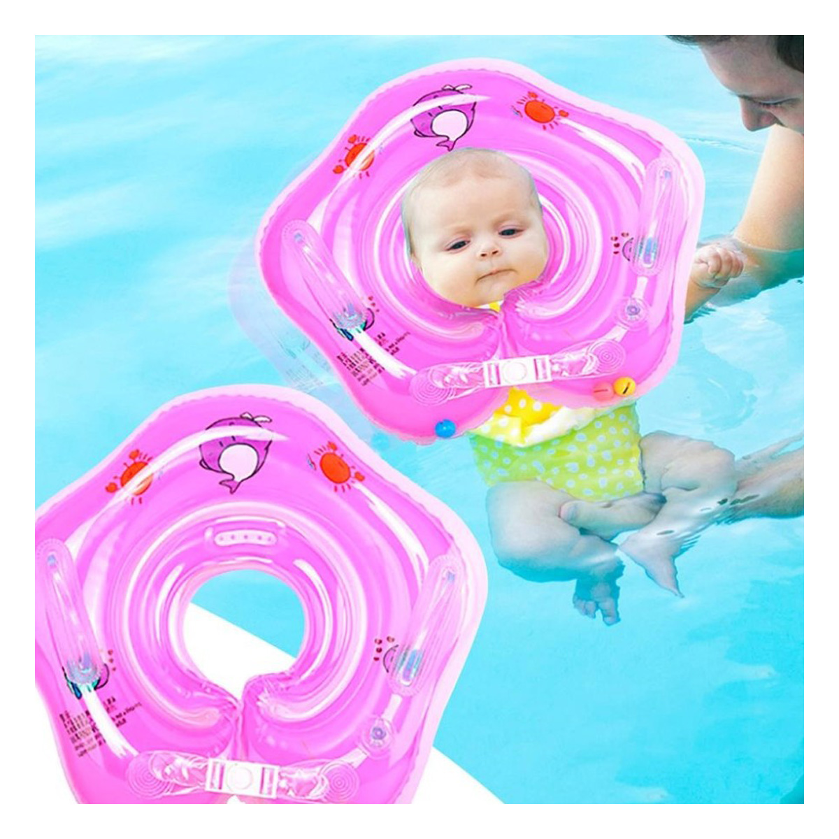 INFLABLE BONITO DE COLOR ROSADO Y+BANDERITAS ADHESIVAS - 1