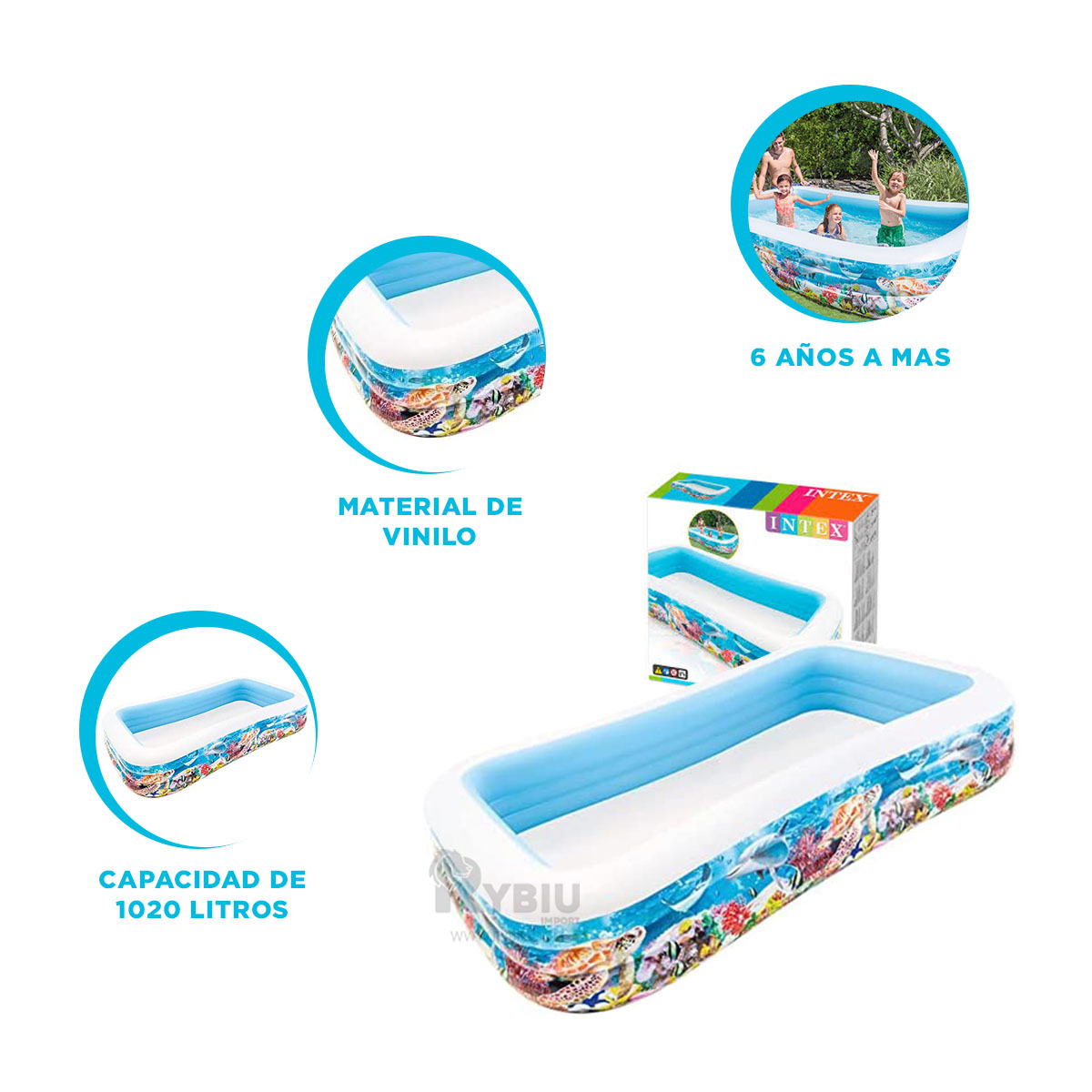 PISCINA RECTANGULAR EN MULTICOLOR Y+PAPEL DE REGALO - 2