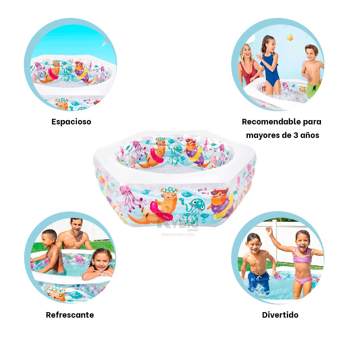 PILETA INFANTIL EN MULTICOLOR Y+REGALO LIGAS PARA PEINAR - 2