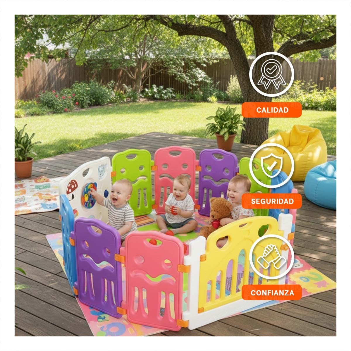 CENTRO DE ACTIVIDADES CON BORDES SUAVES PARA EVITAR RASGUÑOS EN LA PIEL DEL BEBE Y+LIGAS REGALO - 2