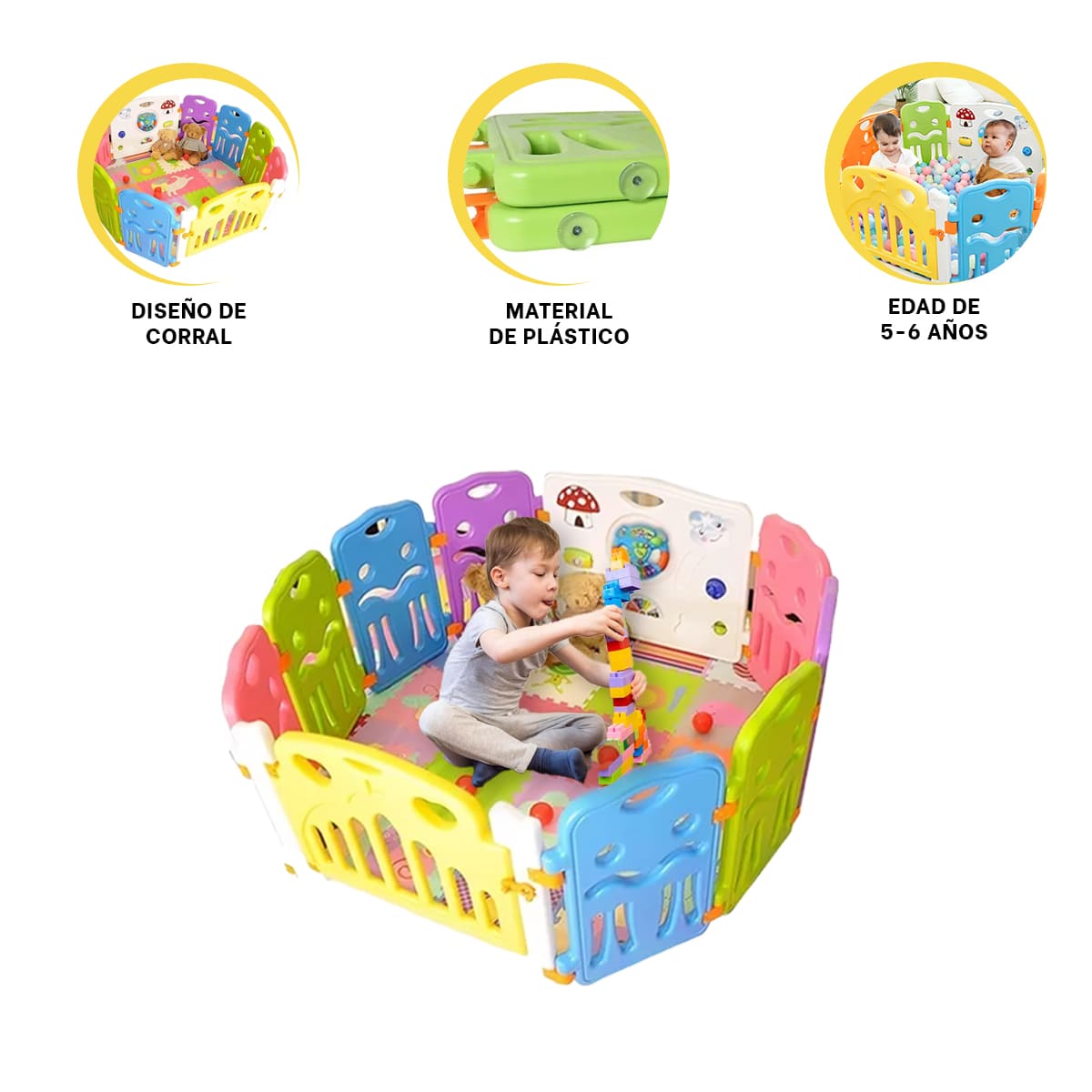 CUNA CORRAL EXPLENDIDA EN MULTICOLOR Y+BANDERITAS ADHESIVAS - 2
