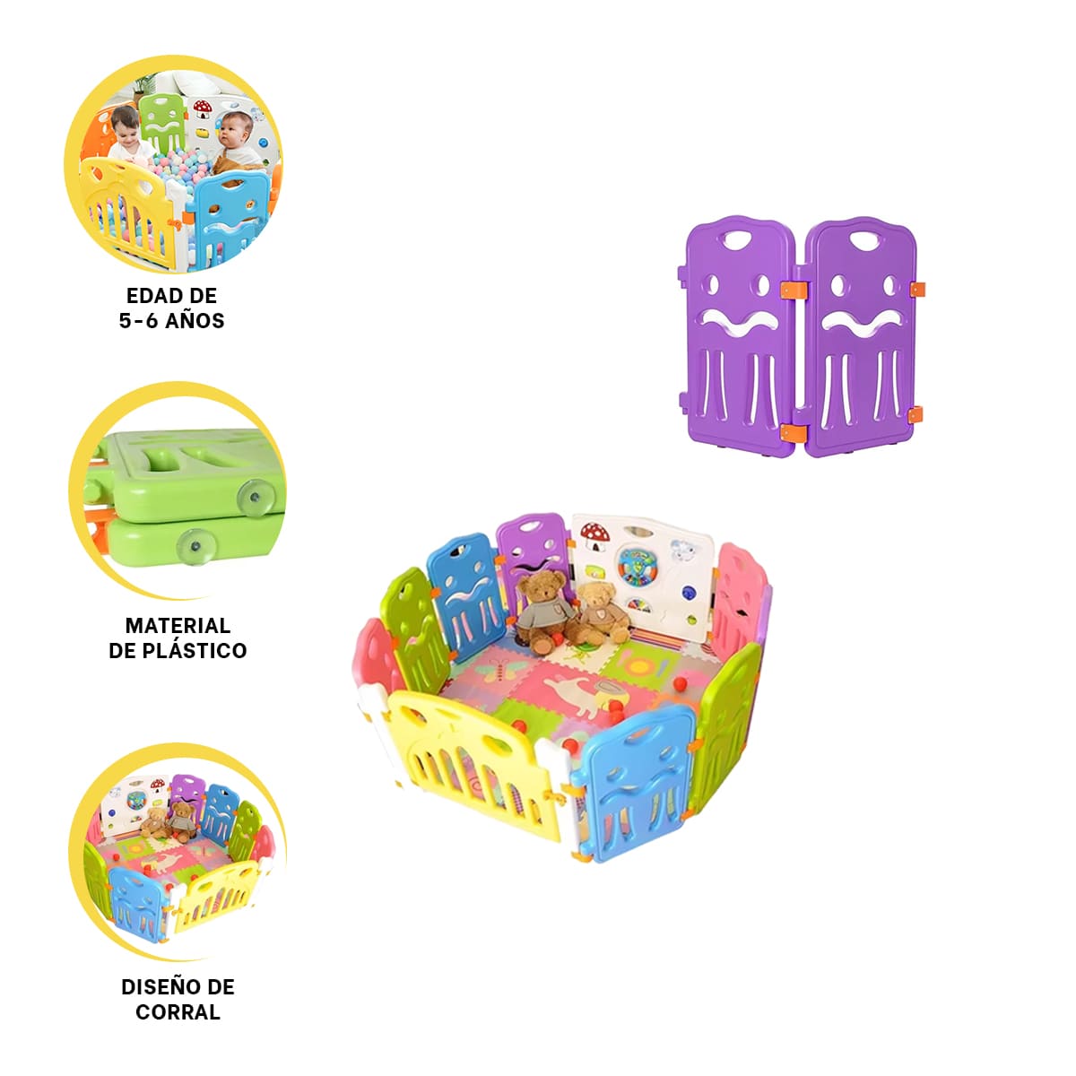 CUNA CORRAL EXPLENDIDA EN MULTICOLOR Y+BANDERITAS ADHESIVAS - 3