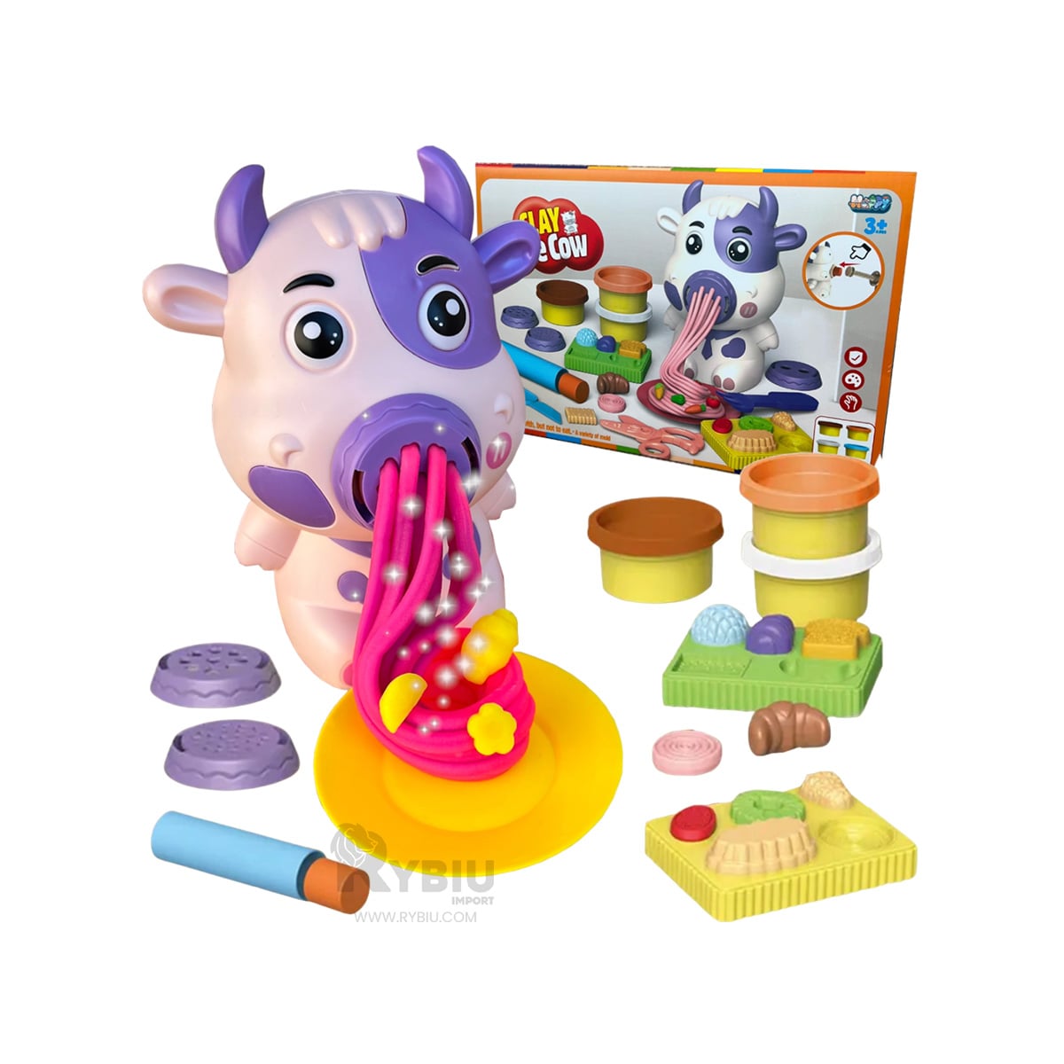 JUEGO DE PLASTILINA COLOR MORADO Y+REGALO LIGAS PARA PEINAR - 4