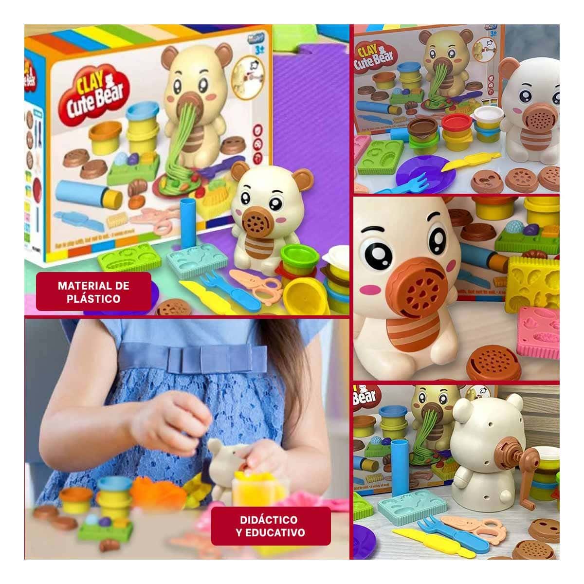 KIT DE JUEGO DE PLASTILINA CON ACCESORIOS OSO PARA NINOS Y+LIGAS REGALO - 1
