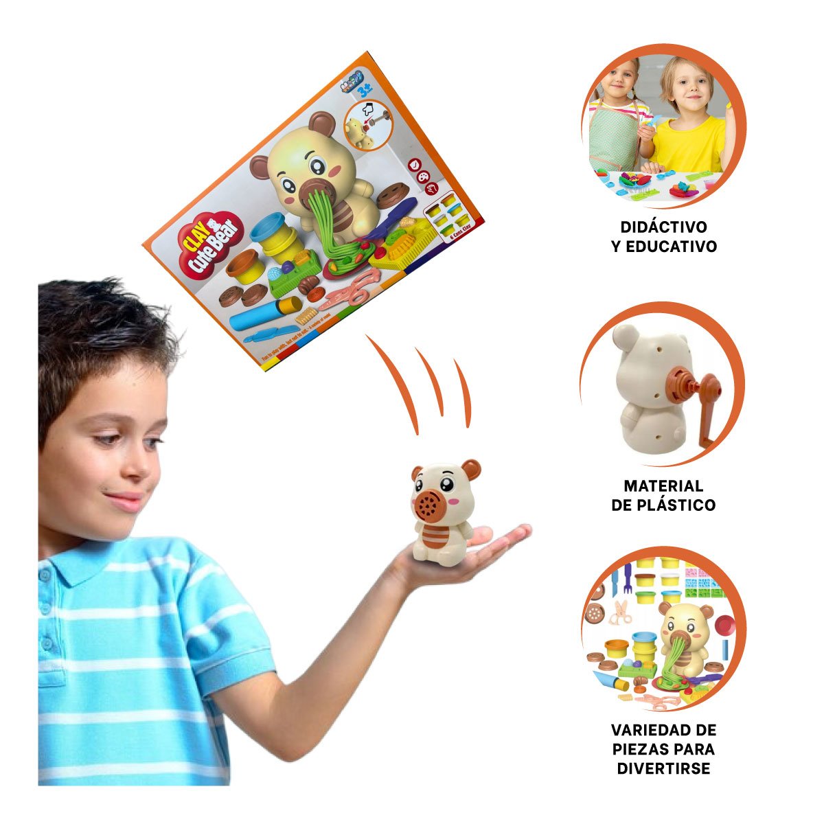 JUEGO INFANTIL DE PLASTILINA CON ACCESORIOS OSO PARA HOGAR CREATIVO Y+PAPEL REGALO - 5