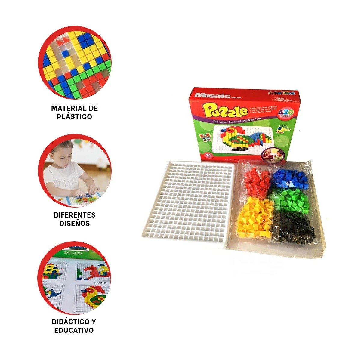 EDUCATIVO DE MOSAICO 420 PIEZAS PARA NINOS JUEGO DE COORDINACION Y+POST IT - 5
