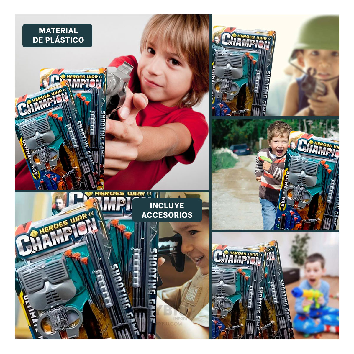 JUEGOS DE ARMAS EN TONO NEGRO Y+BANDERITAS ADHESIVAS - 1
