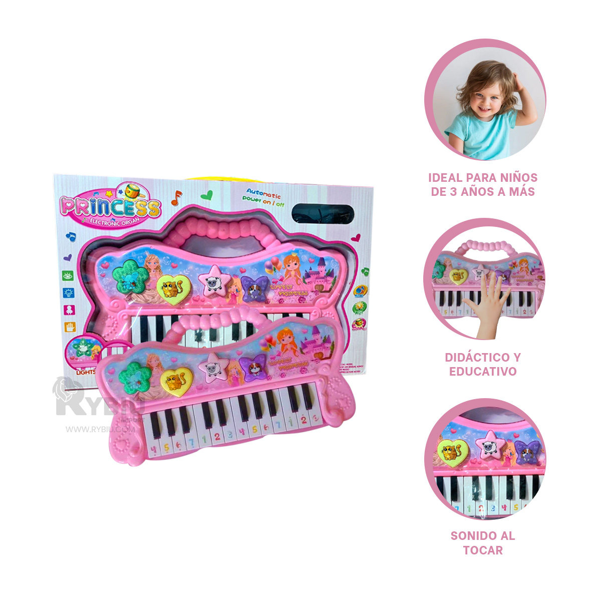 TECLADO PRACTICO DE CHICAS DE COLOR ROSADO Y+REGALO AGENDITA - 1