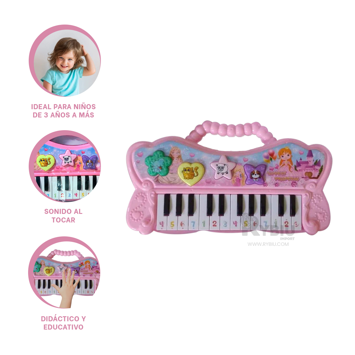 INSTRUMENTO PARA PEQUEÑAS DE ROSADO Y+BANDERITAS ADHESIVAS - 2