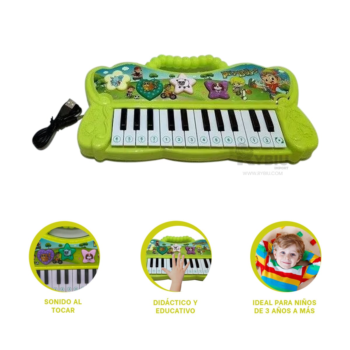 TECLADO CON EFECTO DE LUCES DE COLOR VERDE Y+GIFT MINIAGENDA - 2