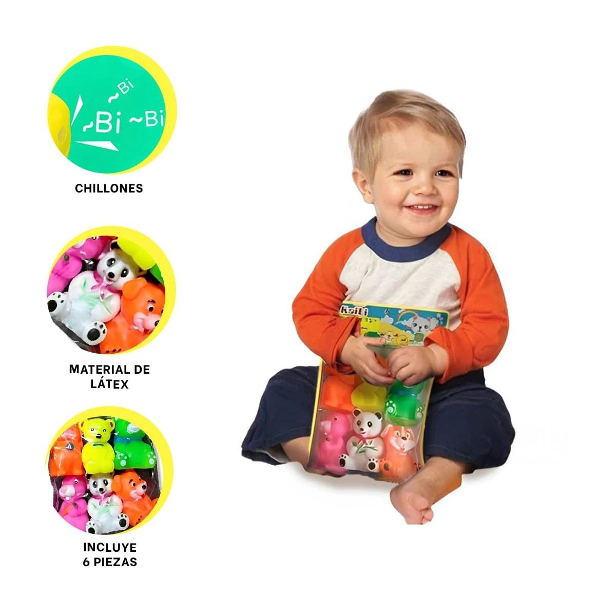 ANIMALES PARA BEBE 6 PIEZAS MULTICOLOR CHILLONES PARA CASA YLIGAS REGALO - 4