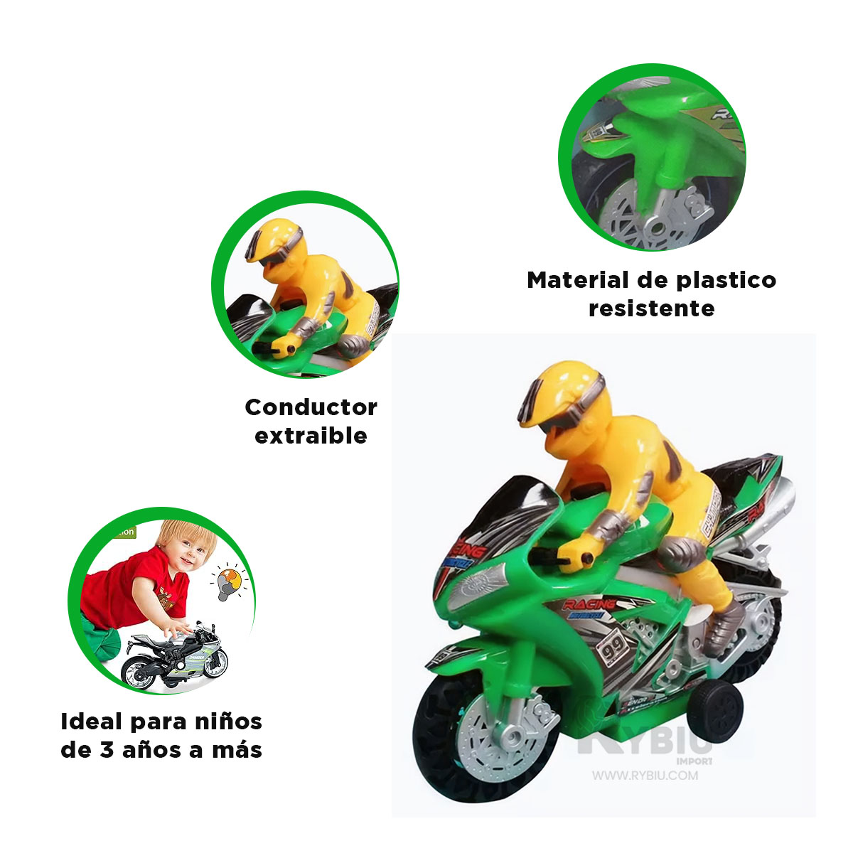 CICLOMOTOR PARA PEQUEÑOS DE COLOR VERDE Y+POST-IT ADHESIVOS - 2