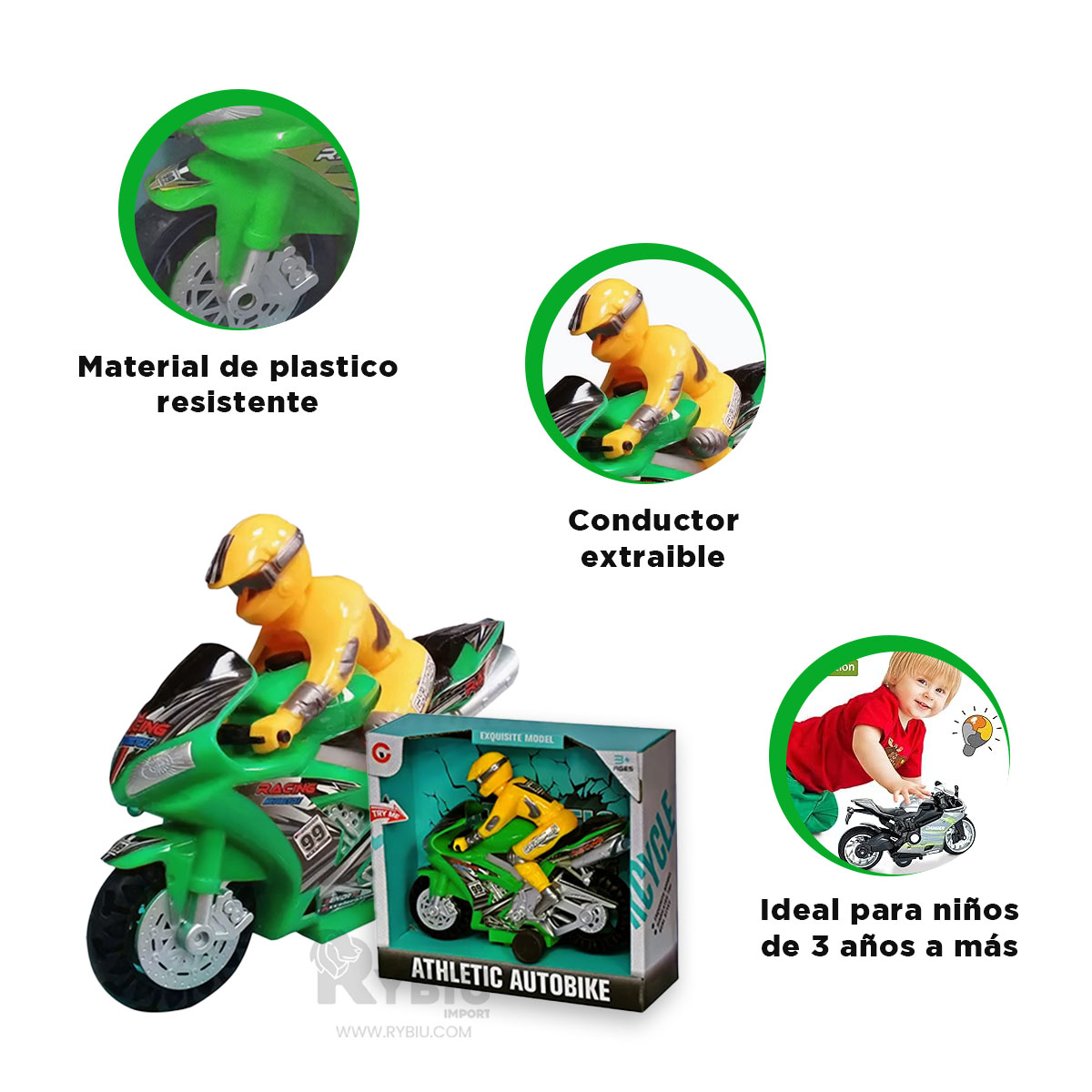 CICLOMOTOR ERGONOMICO DE COLOR VERDE Y+BANDERITAS ADHESIVAS - 2
