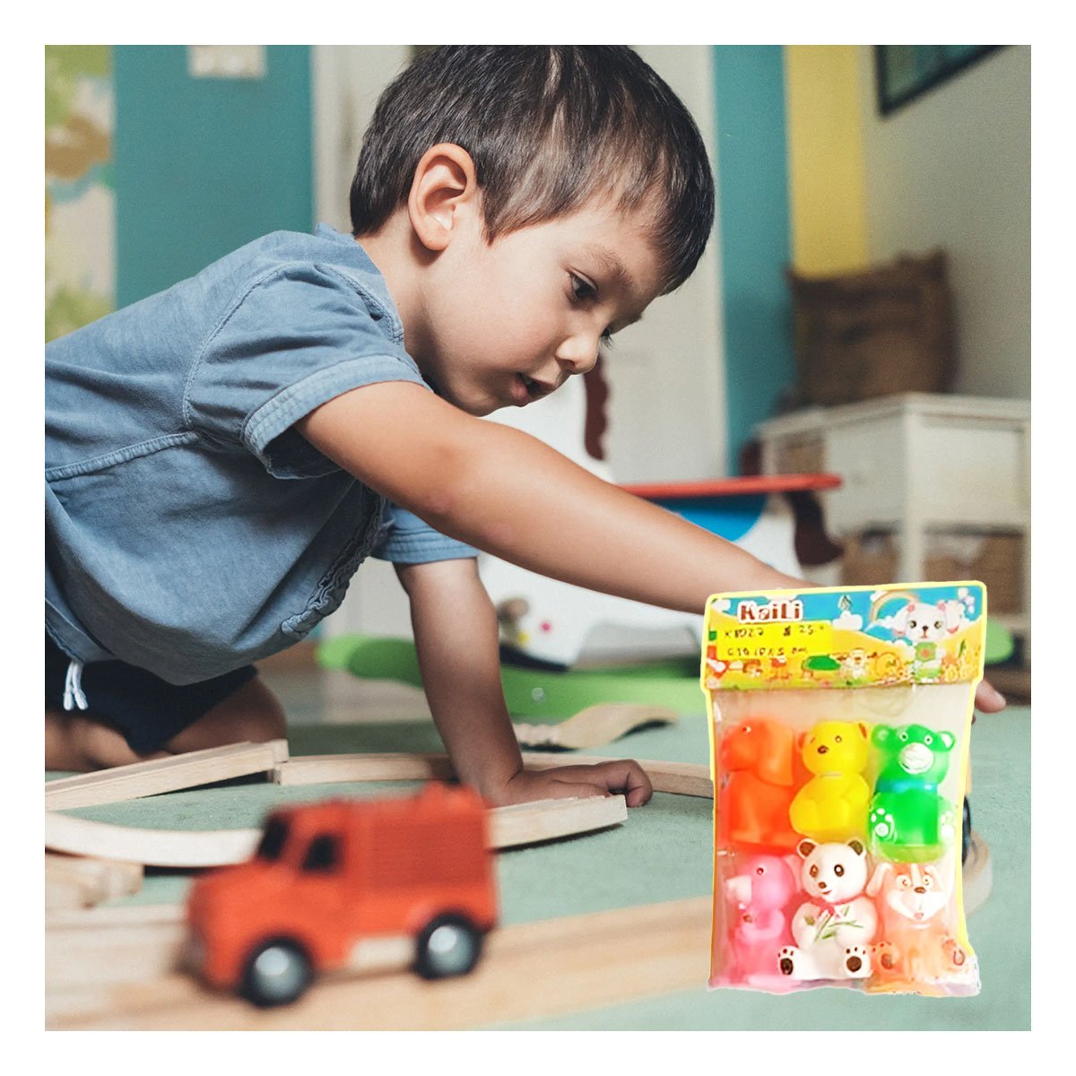 ANIMALES EDUCATIVOS 6 PIEZAS MULTICOLOR CHILLONES PARA NIÑOS YSTICKY - 2