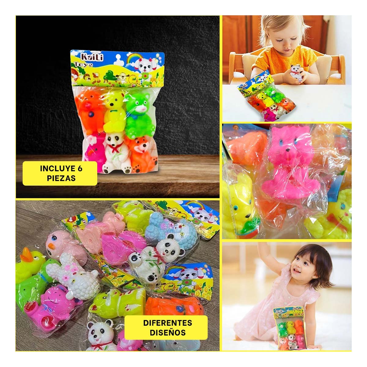ANIMALES EDUCATIVOS 6 PIEZAS MULTICOLOR CHILLONES PARA NIÑOS YSTICKY - 5