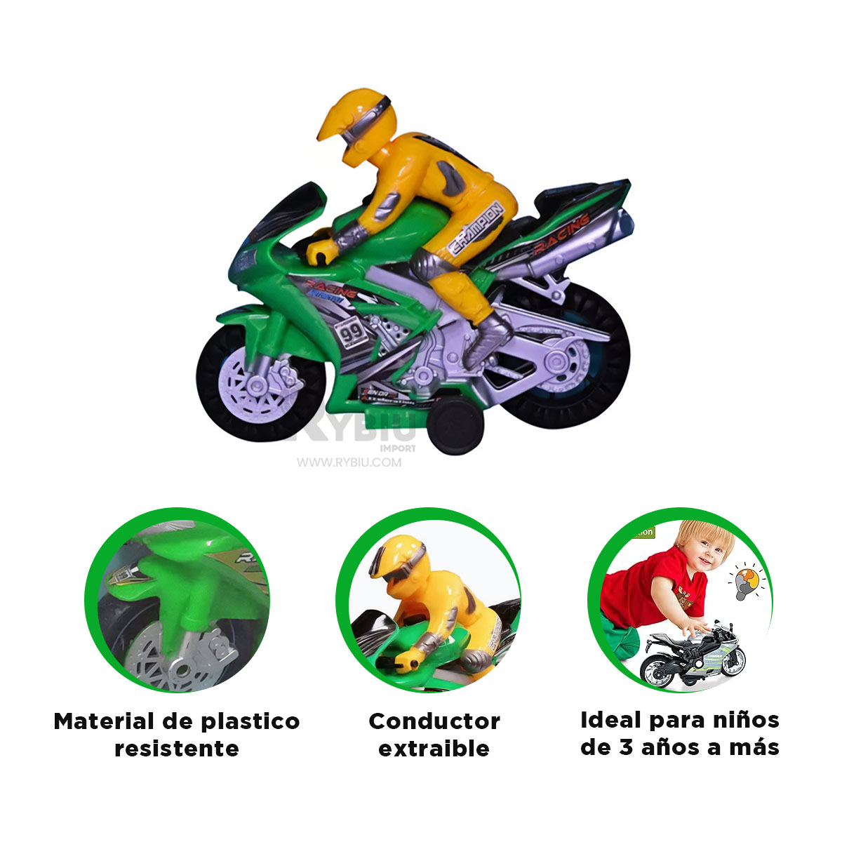 CICLOMOTOR DURABLE EN TONO VERDE Y+REGALO LIGAS PARA PEINAR - 2