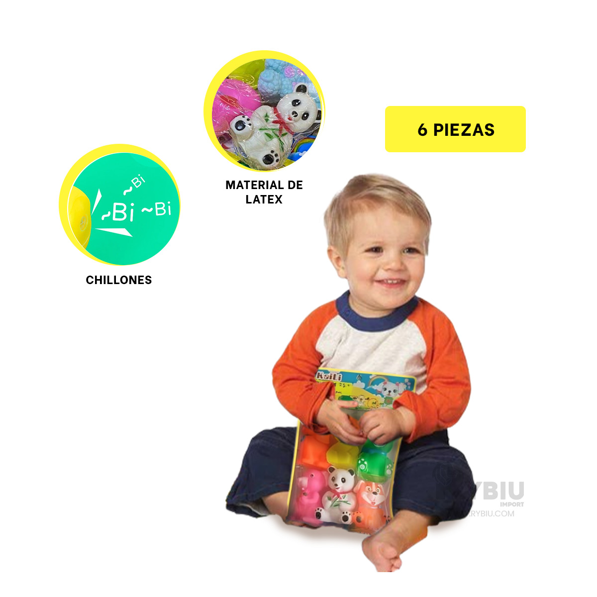 PACK DE 6 ANIMALES EN MULTICOLOR Y+REGALO LIGAS PARA PEINAR - 2