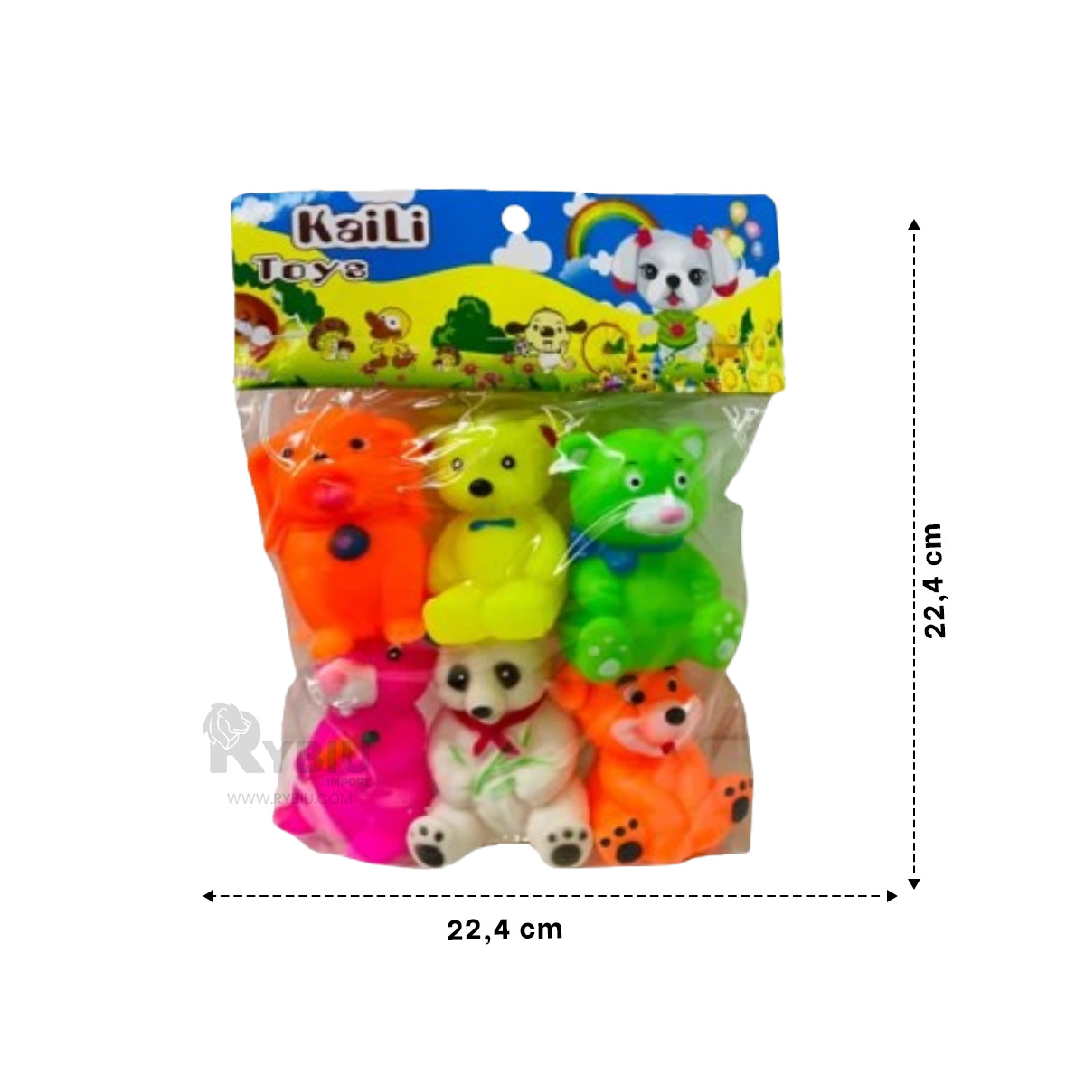 PACK DE 6 ANIMALES EN MULTICOLOR Y+REGALO LIGAS PARA PEINAR - 5