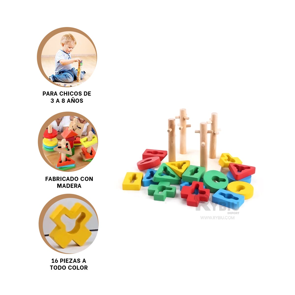 SET COMPACTO Y MODERNO EN MADERA Y+REGALO STICKERS - 3