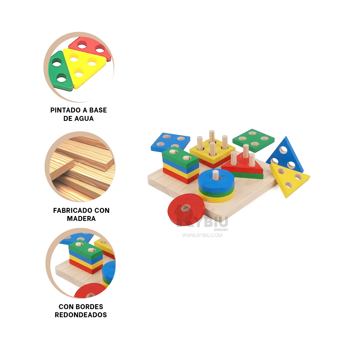 JUEGO EDUCATIVO EN MADERA Y+BANDERITAS ADHESIVAS - 1