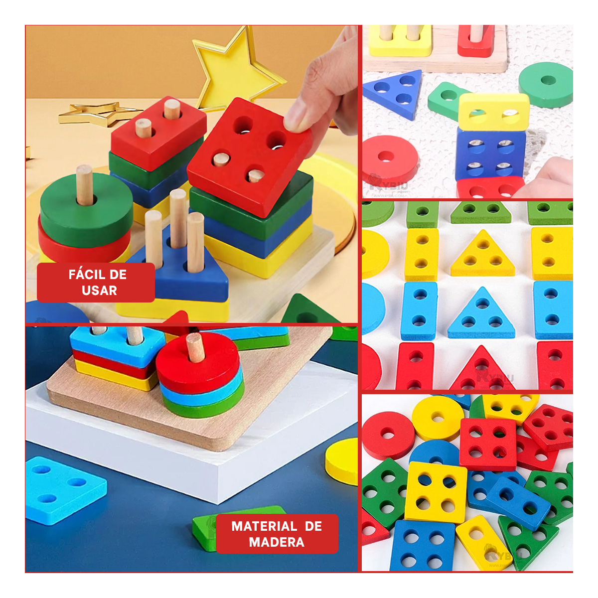JUEGO EDUCATIVO EN MADERA Y+BANDERITAS ADHESIVAS - 3