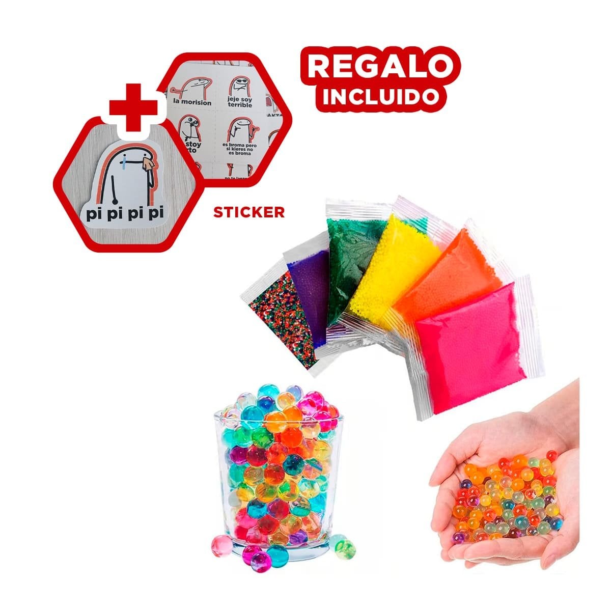 EMPAQUE GRANDE DE BALINES DE HIDROGEL CINCO MIL UNIDADES PARA DIVERSION YREGALO STICKER - 1