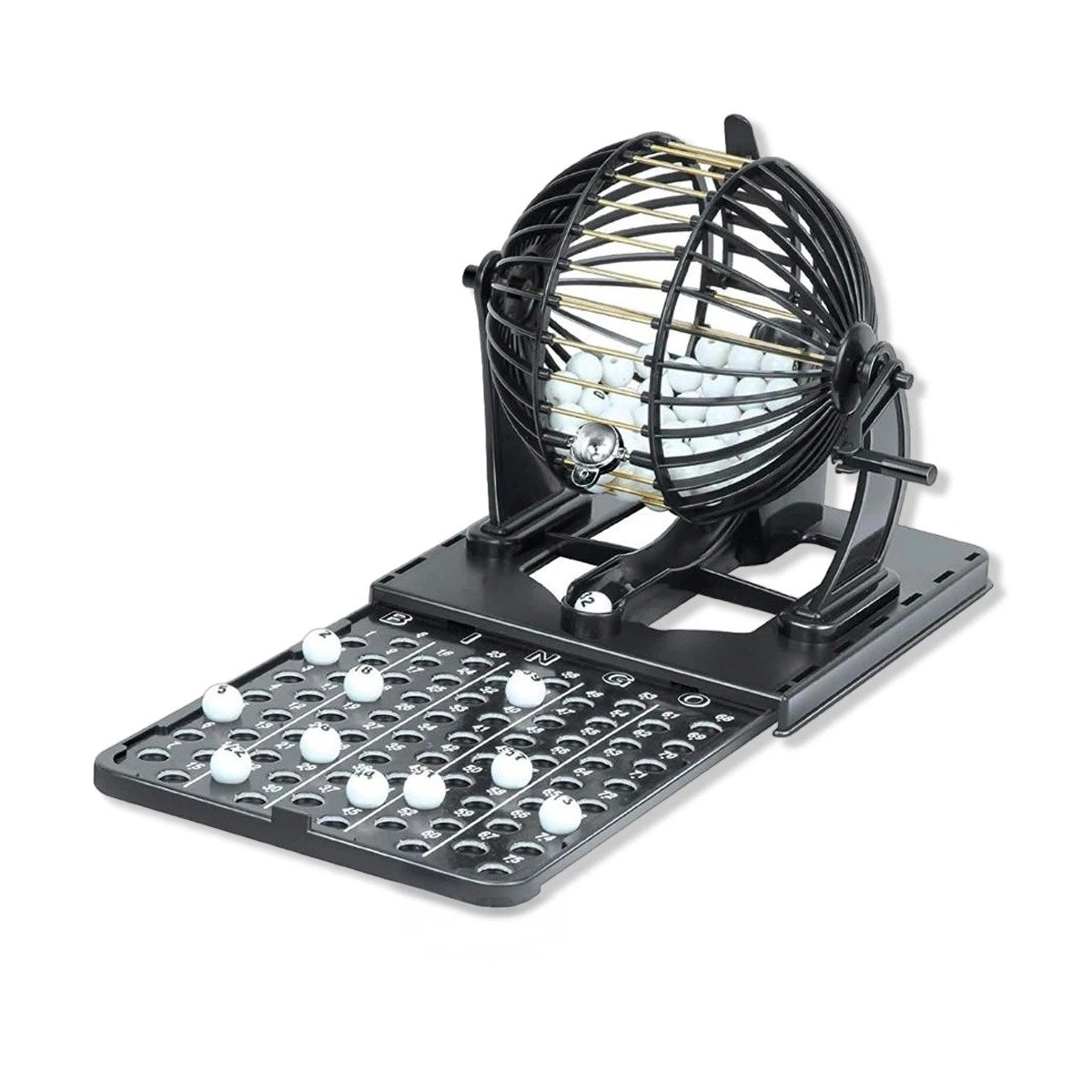 SET DE BINGO NEGRO CON CENTRO DE METAL PARA JUEGOS DE MESA EN CASA Y+PAPEL REGALO - 1