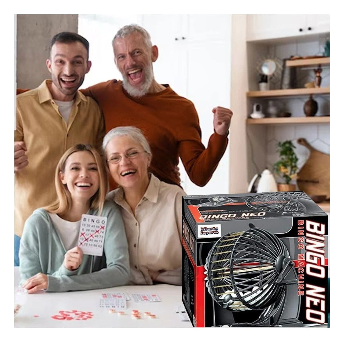 SET CLASICO BINGO NEGRO CON CENTRO DE METAL PARA ACTIVIDADES RECREATIVAS Y+POST IT - 2