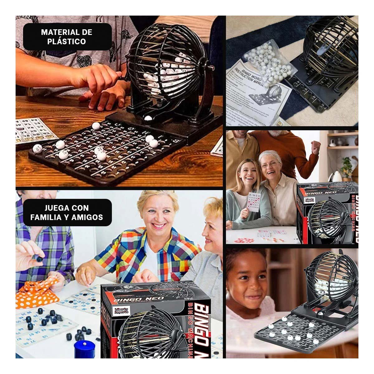 SET CLASICO BINGO NEGRO CON CENTRO DE METAL PARA ACTIVIDADES RECREATIVAS Y+POST IT - 5