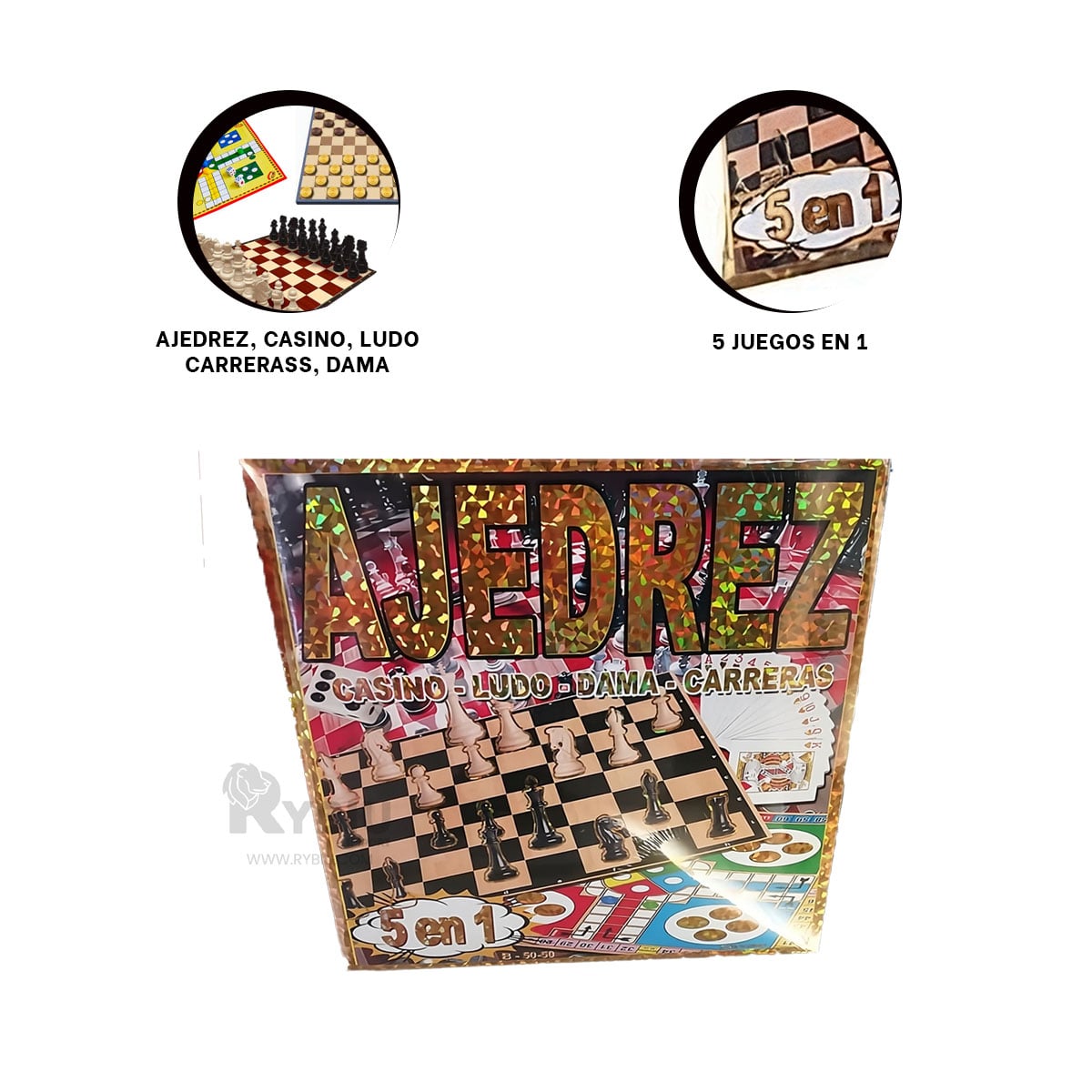 JUEGO DE MESA SENCILLO Y VERSATIL 5 EN 1 Y+PAPEL DE REGALO - 4