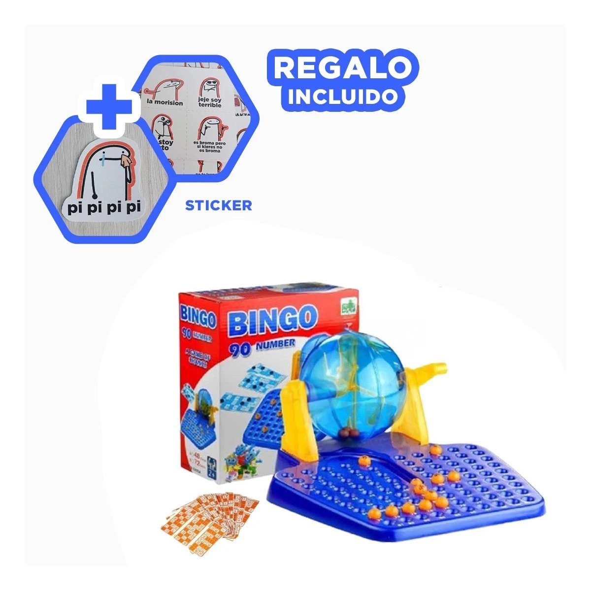 MOMENTO FAMILIAR CON 90 NUMEROS Y 48 CARTAS COLOR CELESTE EN CASA Y+REGALO STICKER - 1