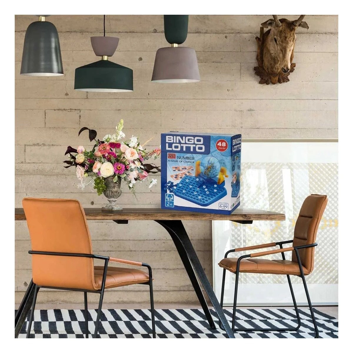 PROPUESTA FAMILIAR CON 90 NUMEROS Y 48 CARTAS COLOR CELESTE RECREATIVO Y+LIGAS REGALO - 1
