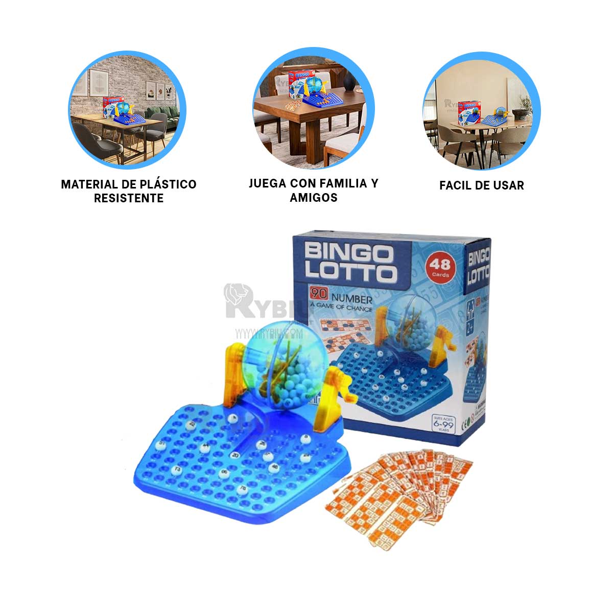 BINGO ALEGRE PARA FAMILIAS EN CELESTE Y+PAPEL DE REGALO - 1