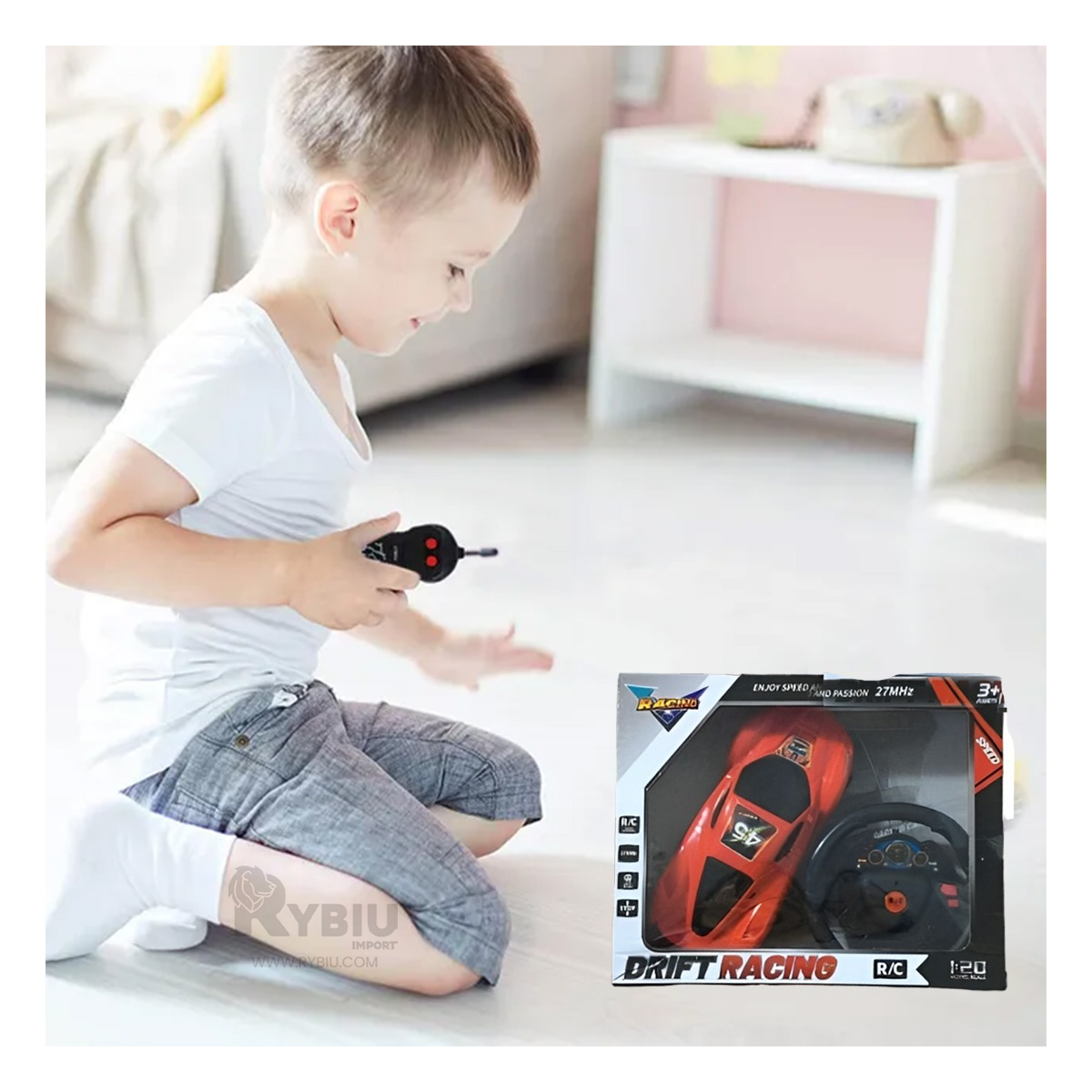 AUTO INNOVADOR DE PLASTICO EN ROJO Y+BANDERITAS ADHESIVAS - 2