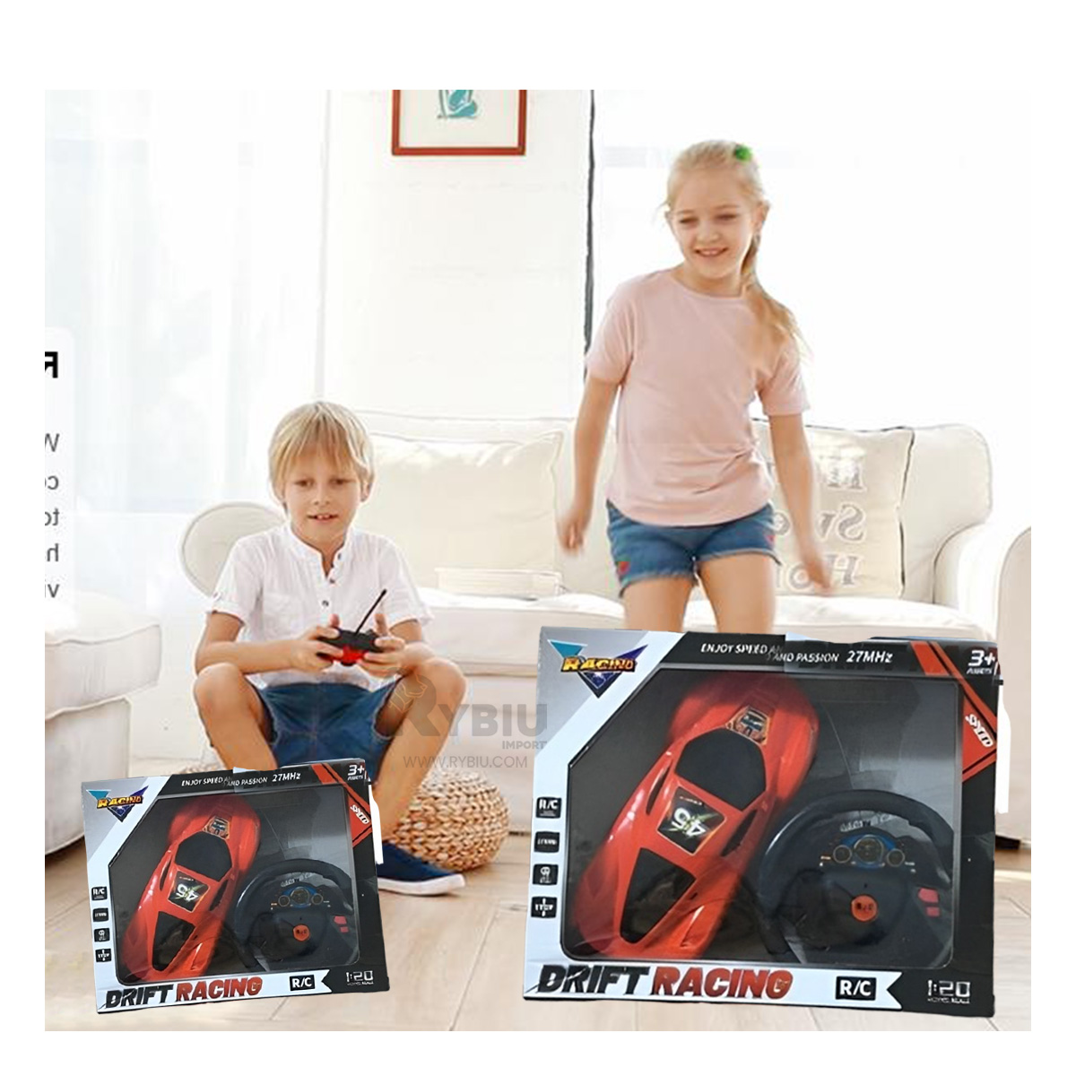 AUTO INNOVADOR DE PLASTICO EN ROJO Y+BANDERITAS ADHESIVAS - 3