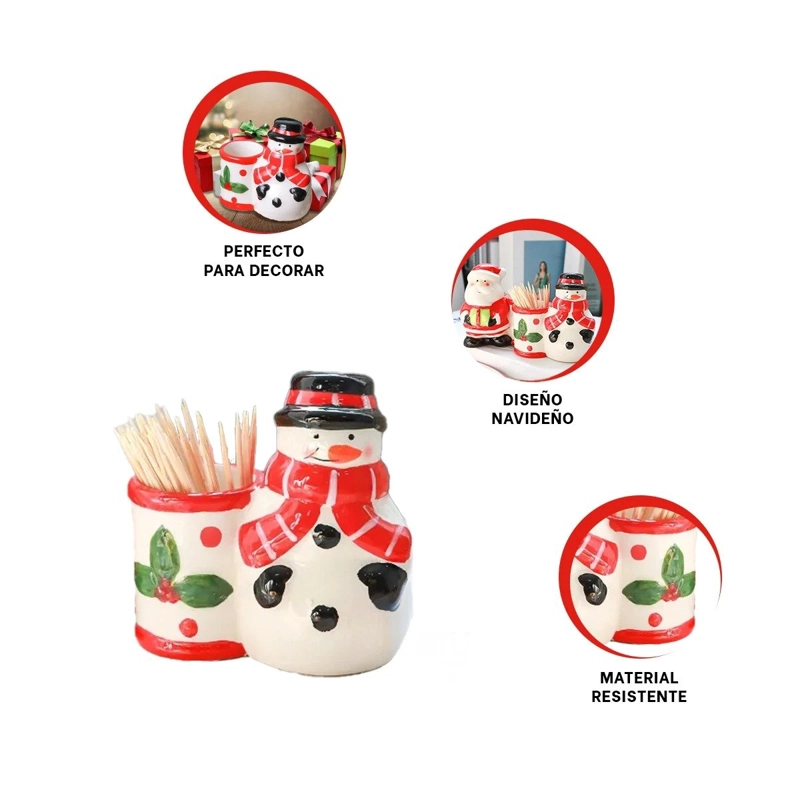 PORTA TODO NAVIDENO DE CERAMICA CON DISENO DE MUNECO DE NIEVE PARA CENTROS DE MESA - 2