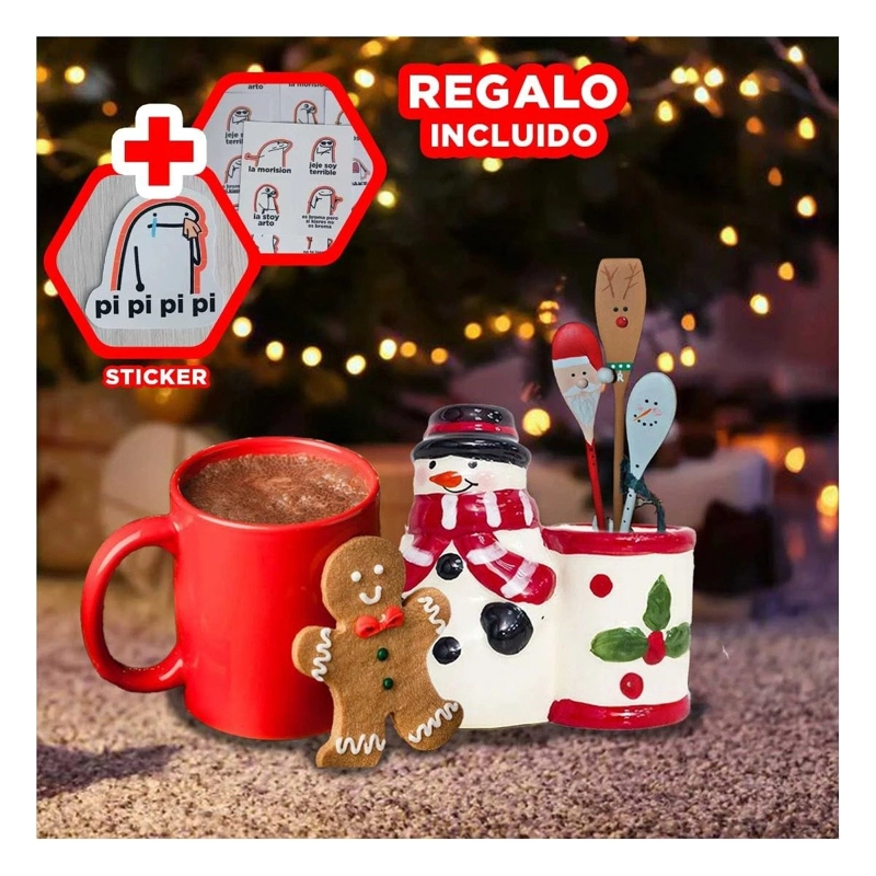 PORTA CUCHARAS AGRADABLE MUÑECO DE NIEVE RYBIU NA28710 +REGALO STICKERS - 1