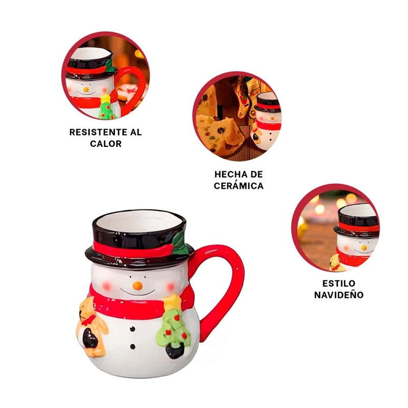 TAZA RYBIU NAVIDEÑA ALEGRE CON ESTAMPADO DE MUÑECO DE NIEVE LCN-09 - 2