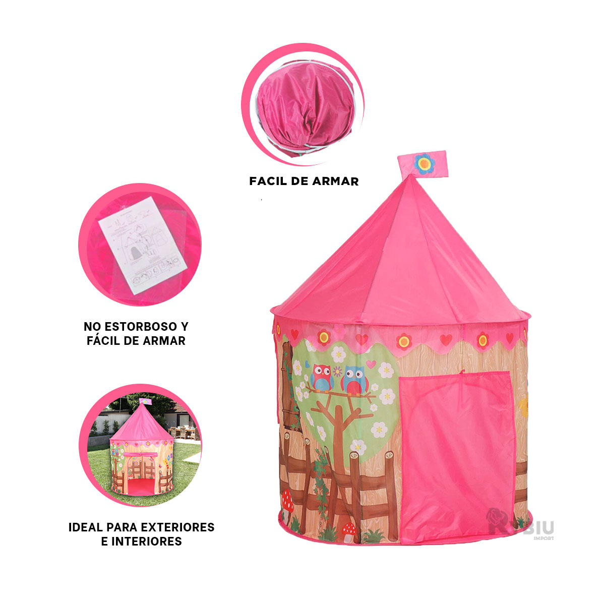TIENDA INFANTIL EN COLOR ROSADO Y+REGALO LIGAS PARA PEINAR - 2