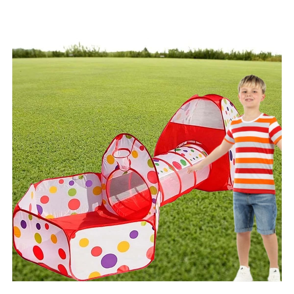 TIENDA COMPACTA DE NIÑO DE CAMPO 3 PIEZAS MG-16335 EB ROJO PARA CAMPING - 2