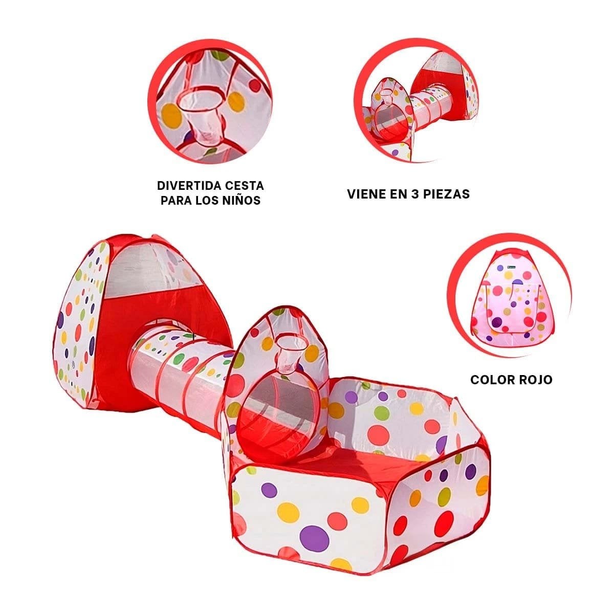 TIENDA COMPACTA DE NIÑO DE CAMPO 3 PIEZAS MG-16335 EB ROJO PARA CAMPING - 3