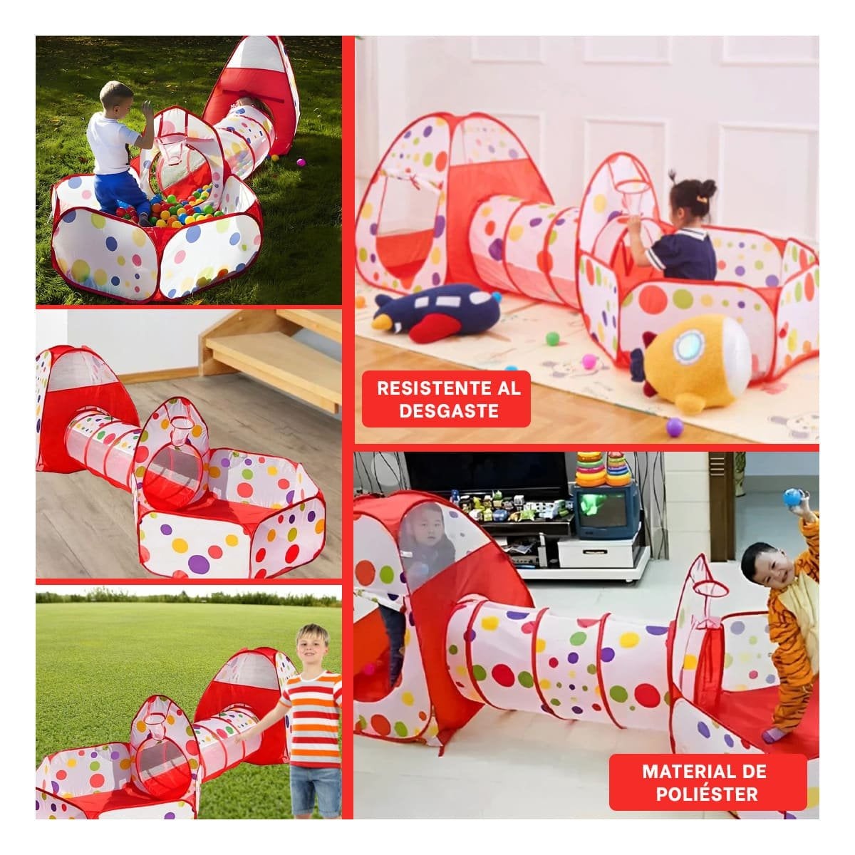 TIENDA COMPACTA DE NIÑO DE CAMPO 3 PIEZAS MG-16335 EB ROJO PARA CAMPING - 5