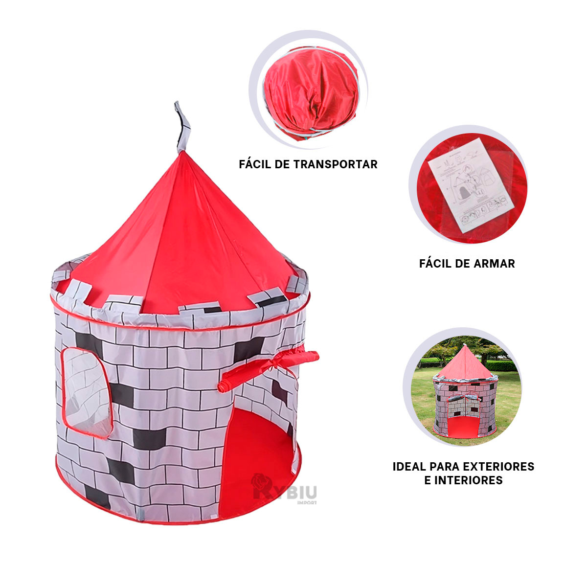 CARPA DE JUEGO PARA NIÑOS COLOR ROJO Y+PAPEL DE REGALO - 2