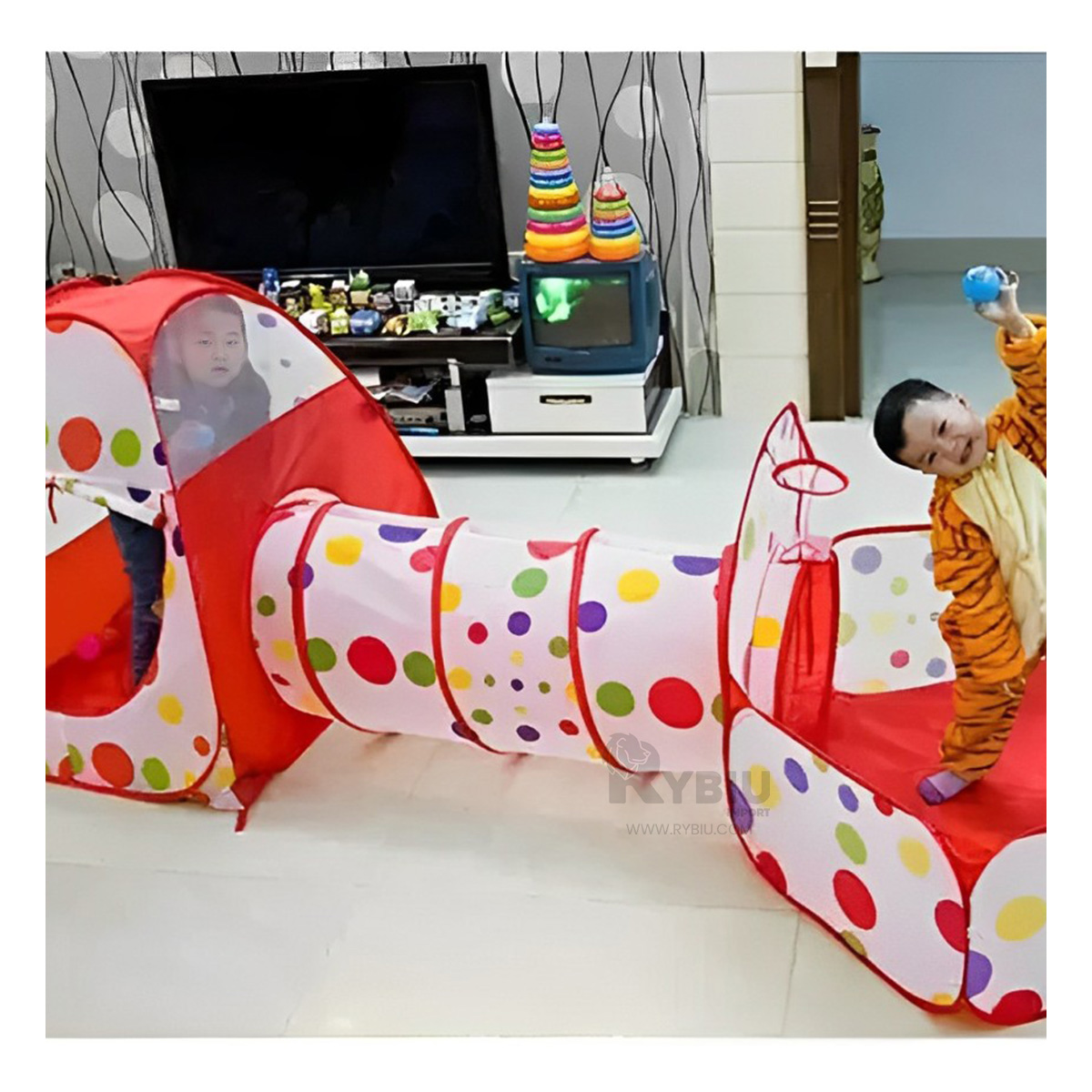 TIENDA MOVIL PARA NIÑOS EN ROJO Y+BANDERITAS ADHESIVAS - 1