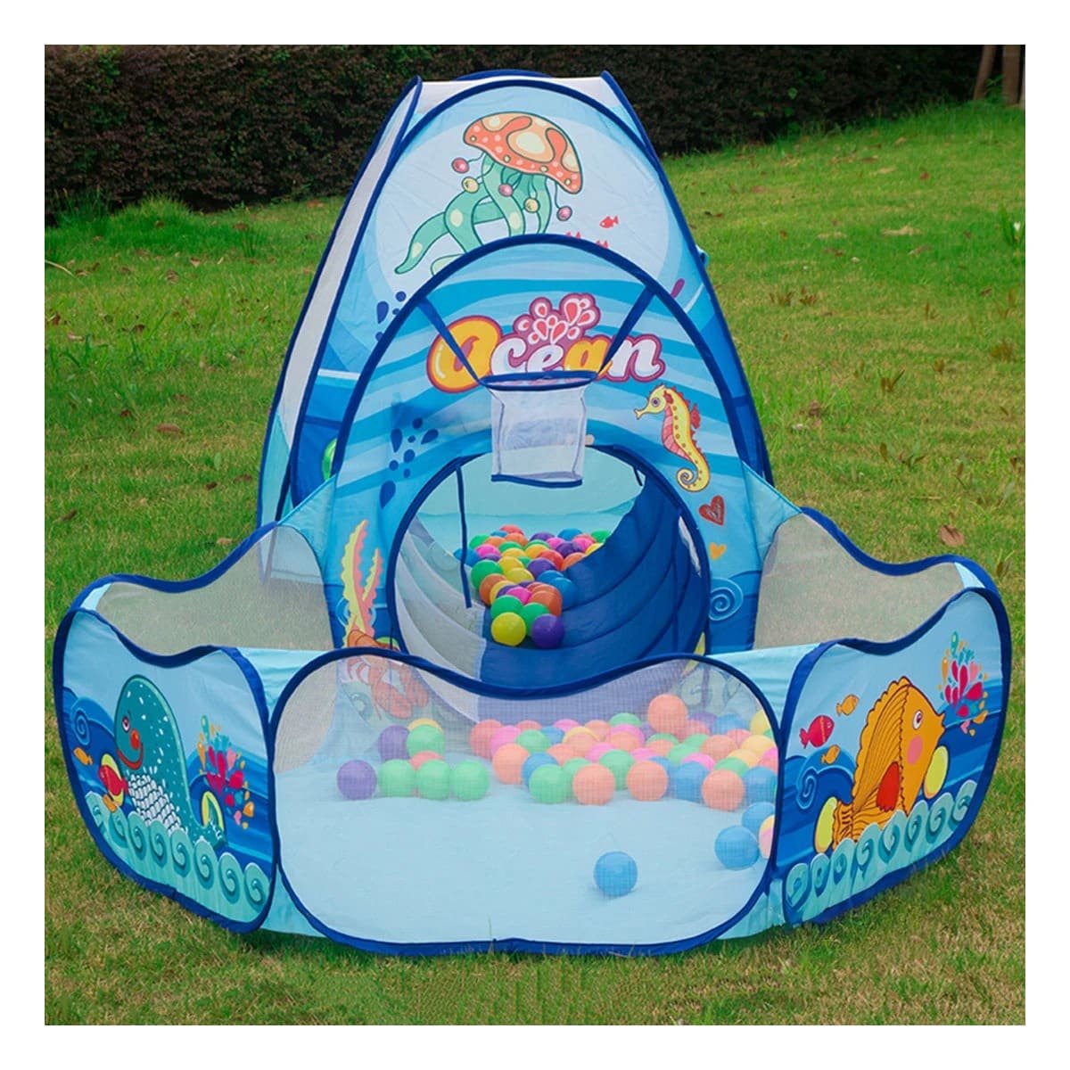 REFUGIO COMPACTO DE NIÑO DE CAMPO 3 PIEZAS MG-16335 EB CELESTE PARA JUEGOS Y+PAPEL REGALO - 2