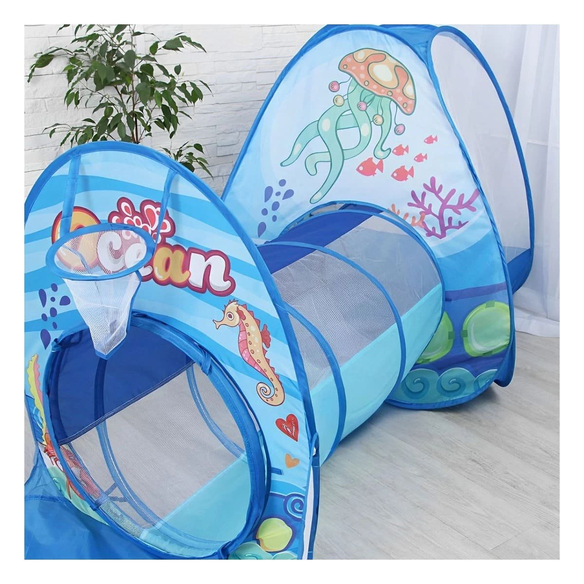 REFUGIO COMPACTO DE NIÑO DE CAMPO 3 PIEZAS MG-16335 EB CELESTE PARA JUEGOS Y+PAPEL REGALO - 5