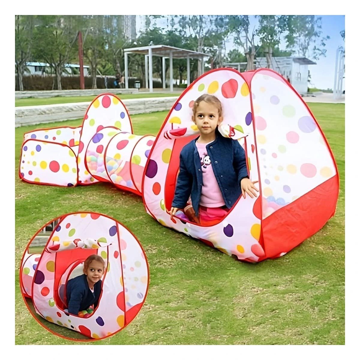REFUGIO COMPACTO DE NIÑO DE CAMPO 3 PIEZAS MG-16335 EB ROJO PARA JUEGOS Y+PAPEL REGALO - 3