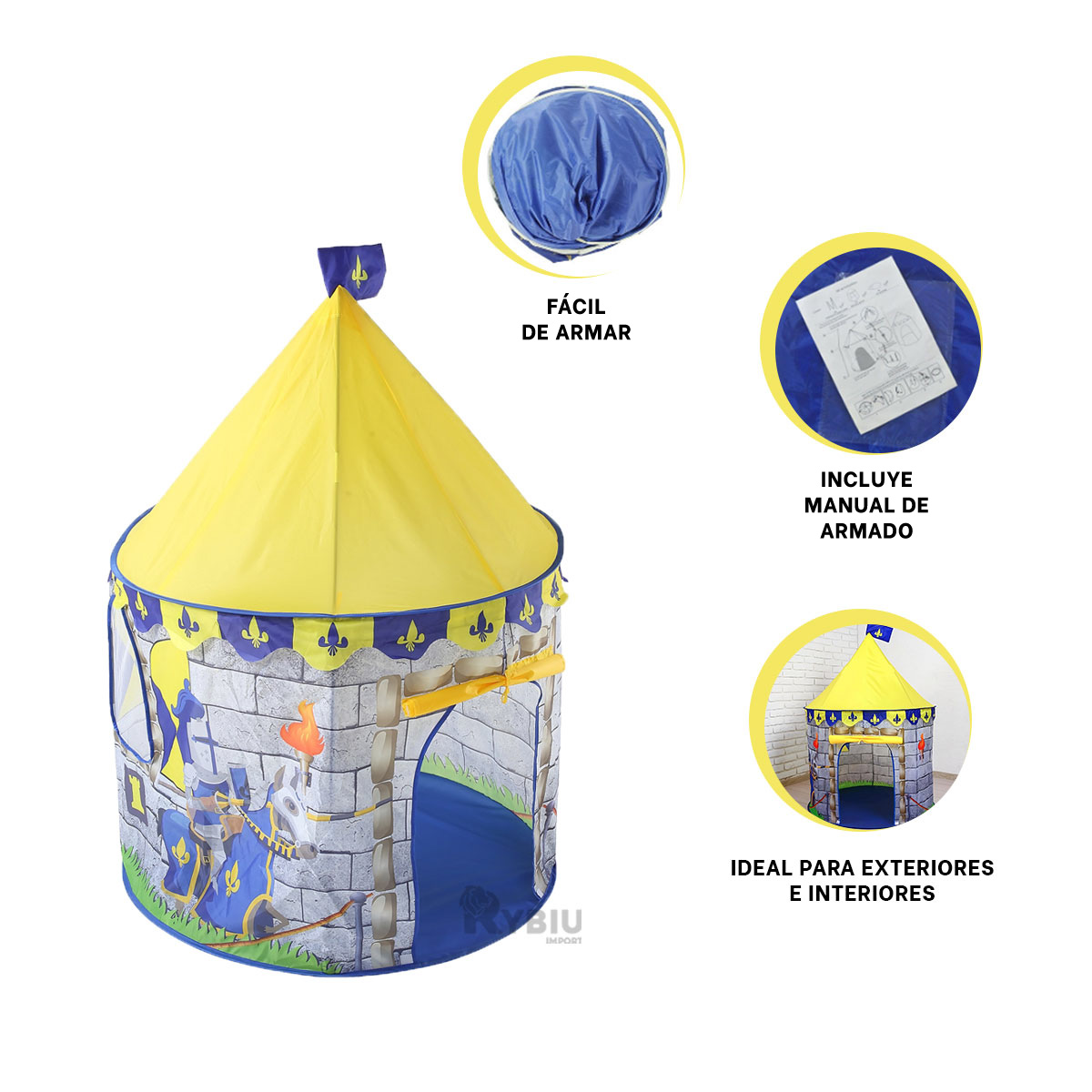 CARPA RYBIU 2 PERSONAS MG-801 CASITA PORTATIL Y LIGERO AMARILLO + REGALO AGENDITA - 1
