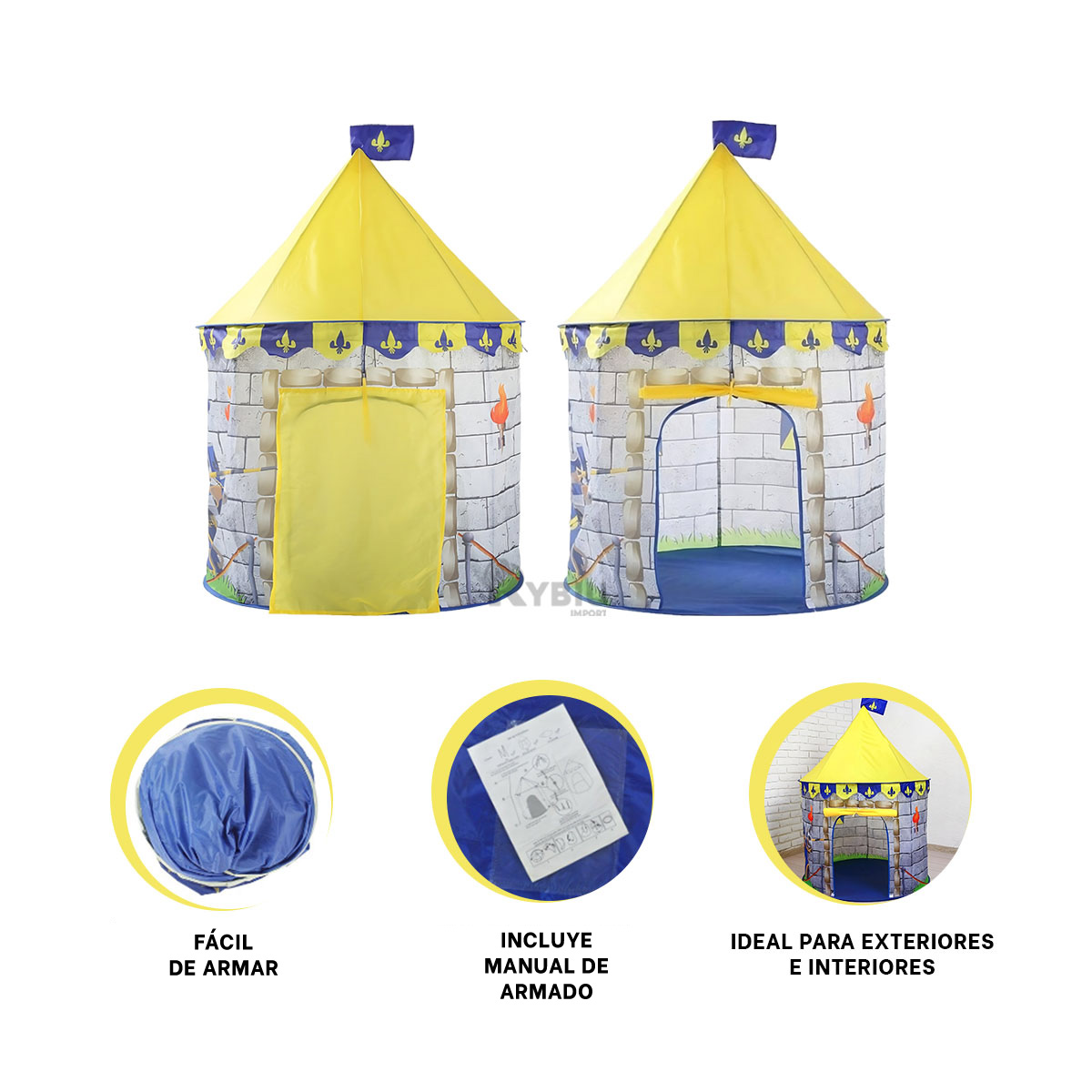 CARPA RYBIU 2 PERSONAS MG-801 CASITA PORTATIL Y LIGERO AMARILLO + REGALO AGENDITA - 4