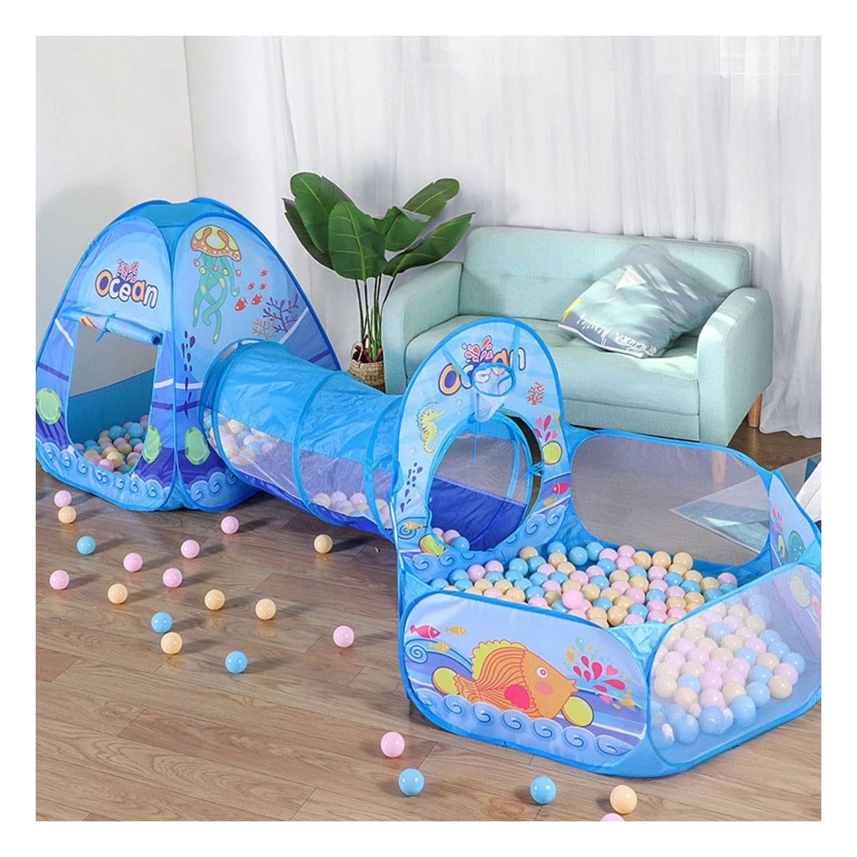 TIENDA COMPACTA DE NIÑO DE CAMPO 3 PIEZAS MG-16335 EB CELESTE PARA CAMPING - 1